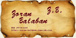 Zoran Balaban vizit kartica